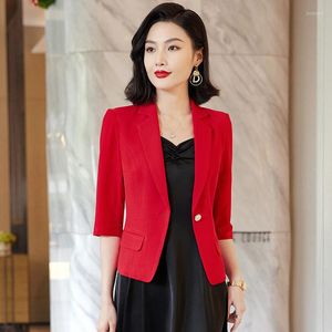 Women's Suits High Quality Fabric Spring Summer Half Sleeve Formal Blazers Jackets Coat Professional Business Work Wear Outwear Blaser