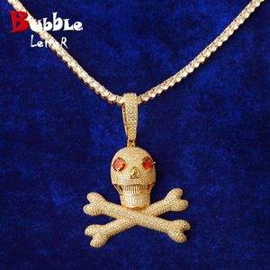 Necklaces Bubble Letter Anime Skull Necklace Pendant Gold Color Chain for Men Hip Hop Jewelry 2021 Trend