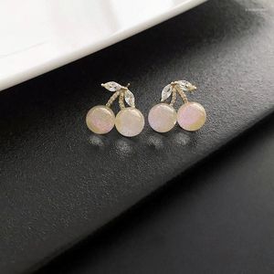 Orecchini a bottone giapponese e coreano Sweet Fashion Youth Girl Student Crystal Fruit Cherry Fresh Simple Cute Women Ear Clips