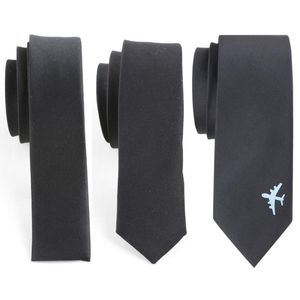 Bow Ties Fashion Casual 3,5 cm/8cm Slim Silk Tie Solid Color Black Handmade män vävda mager slips för bröllopsfestbågen