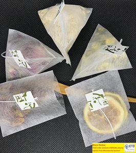 6000st Corn Fiber Tea Påsar Pyramid Form Värme Tätande filterverktyg TEABAGS PLA BIODEGRADED TEAFILTERS