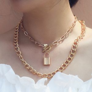 Pendant Necklaces for gold silver color women's chain punk vintage multi layers fashion jewelry star lock moon