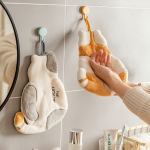 Cute Cat Hanging Hand Towel Water absorption does not shed hair Microfiber Kitchen Towel Tableware Cleaning Towel Kitchen Tools