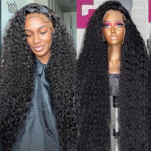 Transparent Deep Wave Frontal Wig 30 Inch Brazilian Pre Plucked 13x6 Curly Human Hair Loose Water Lace Front Wigs