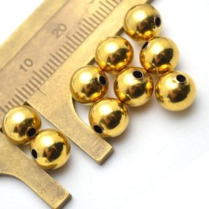 Crystal Gold Color Plating Metal Copper Round Ball Spacer Loose Pärlor 4mm 6mm 8mm 10mm 12mm 14mm 16mm smyckesfynd 100 st/parti