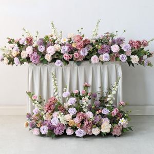 Fiori decorativi Lussuoso pavimento artificiale personalizzato Sfondo di nozze Decor Ghirlanda Disposizione dei fiori Runner Rarty Event Birthday Row