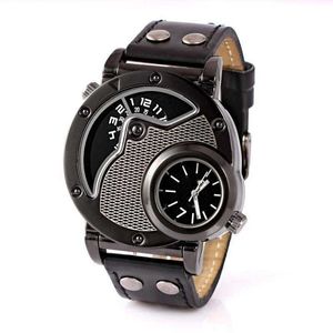 mens watch/fashionable luxury trendy watch/dual location sports fashion watch personalized watches mechanical stopwatches clock stainless bracelets
