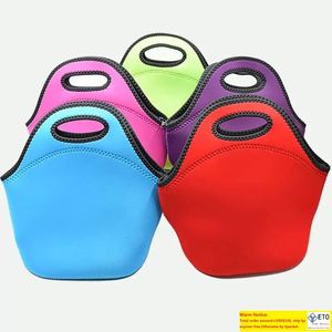 Novos 17 cores de neoprene reutilizável bolsa de bolsa isolada lancheiras macias com design de zíper para o trabalho de escola rápida