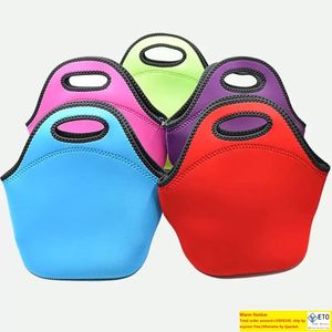 Nuovi 17 colori Borsa riutilizzabile in neoprene Tote Bag Borse da pranzo morbide isolate con design a cerniera per scuola di lavoro nave veloce