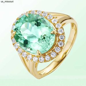 Bandringen echt 14K geel goud natuurlijke saffierring voor bruiloft vrouwen turquoise bizuteria diamante diamant edelsteen anillos de topaz ring j230522