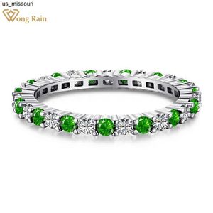 Anelli a fascia Wong Rain Vintage 100 925 Sterling Silver Emerald High Carbon Diamond Gemstone Wedding Anelli di fidanzamento Fine Jewelry J230522 all'ingrosso