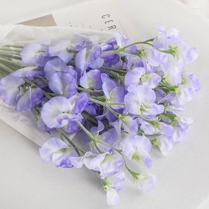 Decorative Flowers Artificial Pea Branches Fleurs For Home Wedding Room Decoration Fake Leaves DIY Accessories