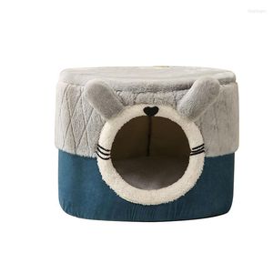 Cat Beds Bed House Enclosed Soft Plush Kennel Puppy Cushion Small Dogs Cats Nest Winter Warm Sleeping Pet Dog Mat Supplies