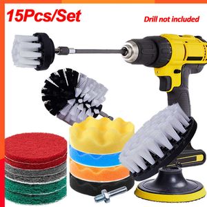 New 15/4/3/1Pc Soft Drill Brushes Set Brush For Screwdriver Car Cleaning Brush For Cleaning Carpets Glass Leather Car Cleaning Tools