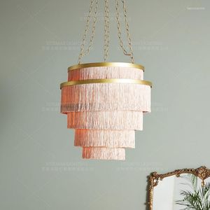 Żyrandole duże żyrandol z frędzlami duże oświetlenie w stylu vintage trzy -warstwowe lampa wisząca Retro zawieszenie szary czarny loft Nordic Light