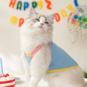 Cat Costumes 1 Set Cute Cake Printing Dog Birthday Hat Bekvämt husdjur och Vest Pography Props Dressing-Up