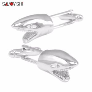 Savoyshi Novelty Shark Modeling Cufflinks for Mens Shirt Cuff Accessories高品質の動物カフリンクファッションブランドジュエリー
