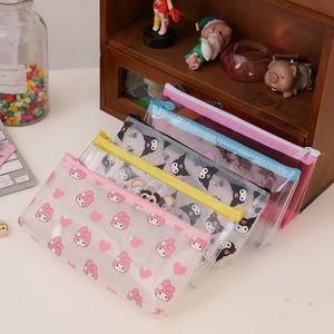 Girls Cute transparent Pencil Bag Girl Kuromi Melody Cinnamoroll Print Accessories bags big Capacity wholesale