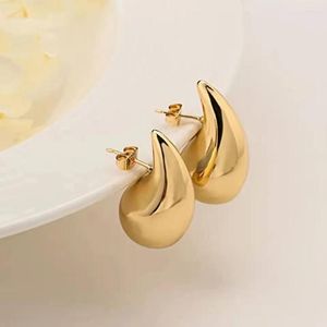 Hoop Earrings High-grade Stainless Steel Women's Hollow Earings Light Luxury Feng Shui Drop Smooth Titanium Plated 18K Gold