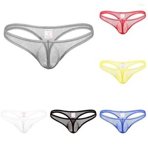 Underbyxor herr sexiga underkläder andas rena byxa nylon sömlös is silk ultratunn underbörd t-back erotisk frestelse thong