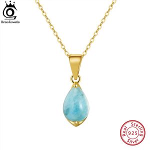 Necklaces ORSA JEWELS 100% Natural Aquamarine 925 Sterling Silver Elegant Teardrop Aquamarine Necklace Gemstone Pendant Jewelry GMN32