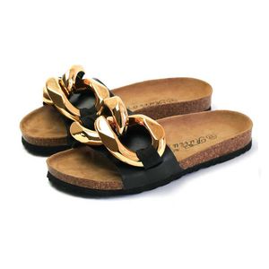 Sandaler sommar ny stil damer kork tofflor metall ring avslappnad andningsskor strand sandaler och fisk platt 230417