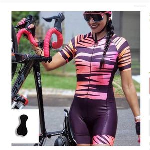 Completi da corsa Tuta da triathlon Tuta di pelle personalizzata Ciclismo Pantaloncini a maniche corte da donna Indossare abbigliamento da corsa