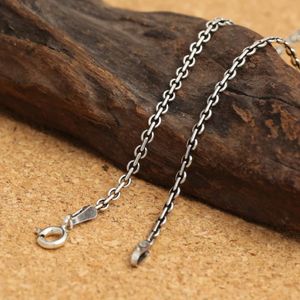 Necklaces S925 Sterling Silver Vintage Round Cross Chain Necklace Woman men Thai Silver fashion Close Round Chian Necklace jewelry