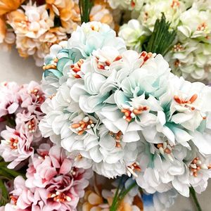 Decorative Flowers 24/72pcs 3cm Mini Silk Artificial Flower Bouquet Gradient Stamen DIY Wreath Scrapbooking Craft Wedding Party Fake Decor 8