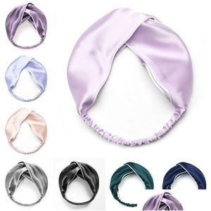 Andere festliche Partyzubehör Satin-Stirnband Damen Criss Cross Seidenstirnbänder Elastische gedrehte Kopfwickel geknotetes Haarband Drop Del Dhow4