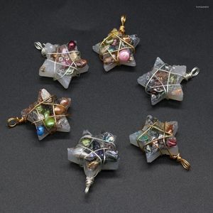 Anhänger Halsketten Natürliche Stein Wicklung Unregelmäßige Fünfzackigen Stern Perle Für Schmuck Machen DIY Halskette Ohrring Zubehör Edelsteine Charme Geschenk