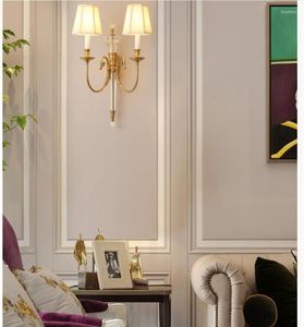 Wall Lamp European Luxury Crystal Light Brass Color Sconces Jade Brackets For Bedroom Living Room