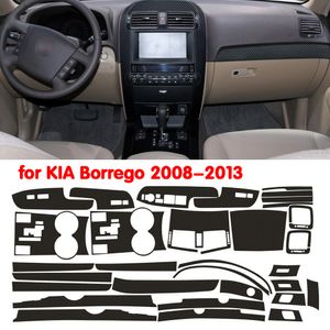 Kia Mohave Borrego 2008- 2015インテリアセントラルコントロールパネルドアハンドルカーボンファイバーステッカーデカールカースタイリングアクセサリー