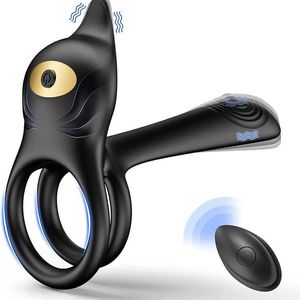 presa di fabbrica Vibrazione coppia modalità di vibrazione G-spot clitoride 3-in-1 doppio anello maschio vibratore giocattolo divertente per adulti adatto per le coppie con cui giocare