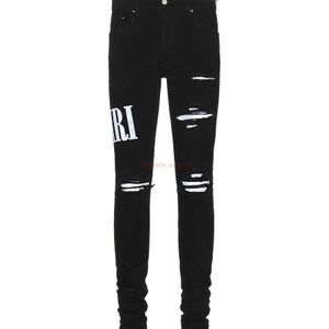 Tasarımcı Giyim Amires Kot Kot Pantolon Amies Mağazası Trend Marka Kot Erkekler Sıkıntılı Yırtık Sıska Motosiklet Biker Rock Hip hop Pantolon Moda Düz Pantolon am