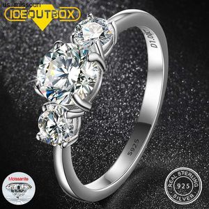 Bandringe S925 Silber Moissanit Eheringe für Frauen 055ct Rundschliff D Farbe VVS Moissanit Diamant Verlobungsring glänzender Schmuck J230522