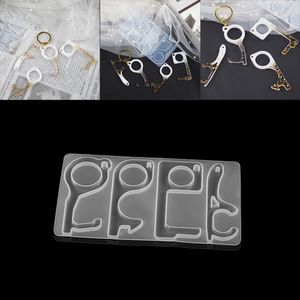 Crystal Keychain Epoxy Harts Mögel Keychain Press hissdörröppnare för DIY -harts Epoxy Casting Mold Silicone Jewelry Making