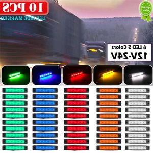 Car New 12V/24V 10 Pcs LED Truck Trailer Warning Light Lorry Indicator Side Marker Waterproof Light With 6 LED 5 Colors Strobe Lamp