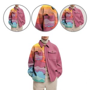 Men's Wool & Blends Anti-fade 2 Colors Men Loose Printed Jacket Winter Outfit For Autumn