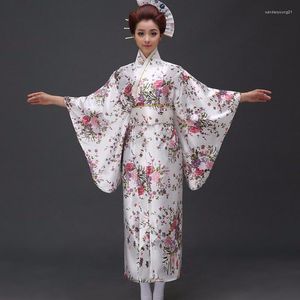 Chegados étnicos Chegada Japanesa Traditioinal Satin Kimono Classic Yukata com obi Sexy Vintage Feminino Floral Floral One Tamanho