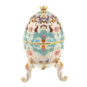 Boxes Vintage Style Easter Egg Flower Egg with Rich Enamel and Sparkling Rhinestones Jewelry Trinket Box