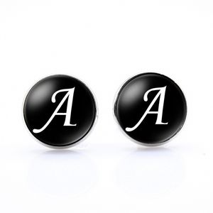 Mäns heta A-Z singel Alphabet manschettknappar Silver Color Letter Cuff-knapp för manlig gentleman skjorta bröllop manschetter länkar gåvor