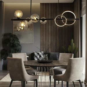 Lampadari Nordic Clear Glass Lampadario a Led G9 Nero Lampade a sospensione Ristorante Lampada a sospensione Apparecchi di illuminazione Decorazione del soggiorno