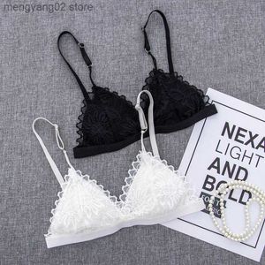 Bras Sexy Woman Bra Floral Lace Bra Wire Free Bralette Lingerie Female Seamless Unpadded Transparent Brassiere Intimates 1/2PCS T230522