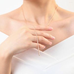 Ketten Lange Streifen Metall Einfache Elegante Kette Halsketten Für Frauen Mädchen Rose Gold Farbe Mode Marke Schmuck DWN601