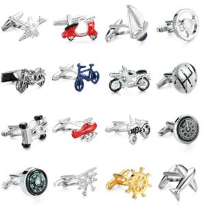 Brass high quality electroplated aircraft racing boat Motorcycle Bicycle style Cufflinks fashion men's French shirt Cufflinks