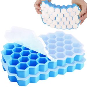 Cube Maker Siliconi Stampo per ghiaccio a nido d'ape Vassoio per cubetti di ghiaccio Magnum Stampo in silicone Forme Stampo per uso alimentare per cocktail di whisky all'ingrosso