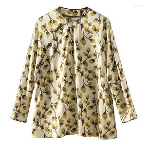 Blouses feminina Design 92% de seda natural feminina Blusa solta Twill Start Standard Setent Settle Ladies Tops Camisetas para