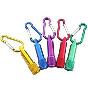 Keychains Lanyards Mini Portable Led Flashlight Key Chain Aluminum Alloy Torch Flashlights With Carabiner Ring Keyrings Gifts Cust Dhfsb