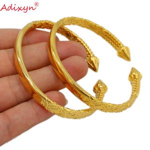 Bangle Adixyn 2PCS Openable Gold Bangles for Women/Men Gold Color Bracelet Jewelry Ethiopian/African/Arab Gifts N071015